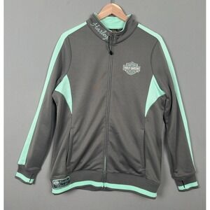 Harley-Davidson Women's Track Jacket XL Grey/Mint Green Zip, Madison, TN